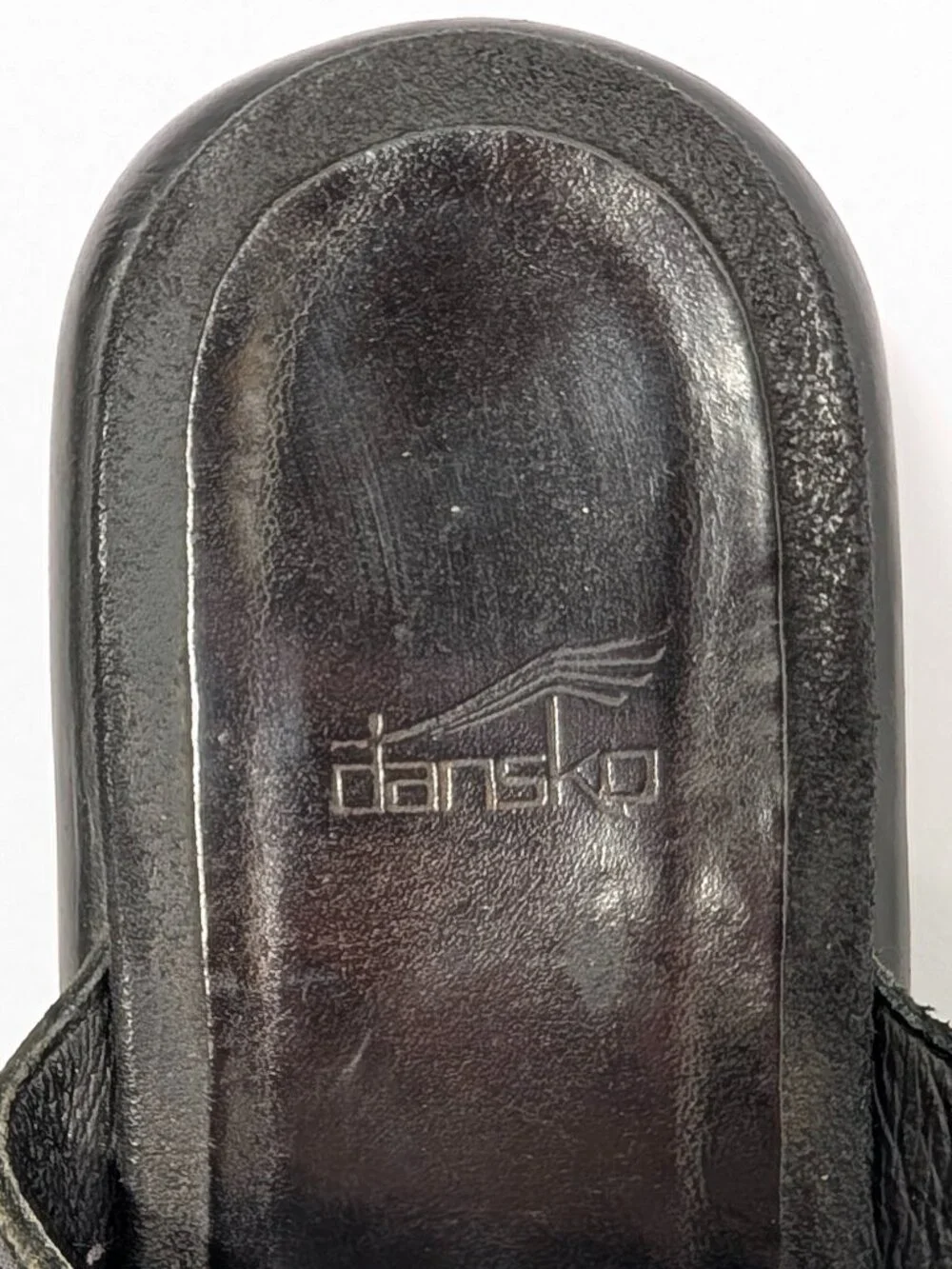 Dansko Floral Embossed Thong Sandals in Black Leather